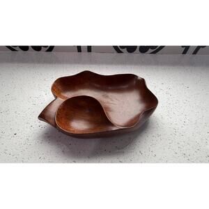 Vintage Monkey Pod Wood Divided Bowl
